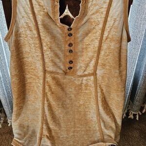 Jane and Delancey Sleeveless Button-Up Brown Tank